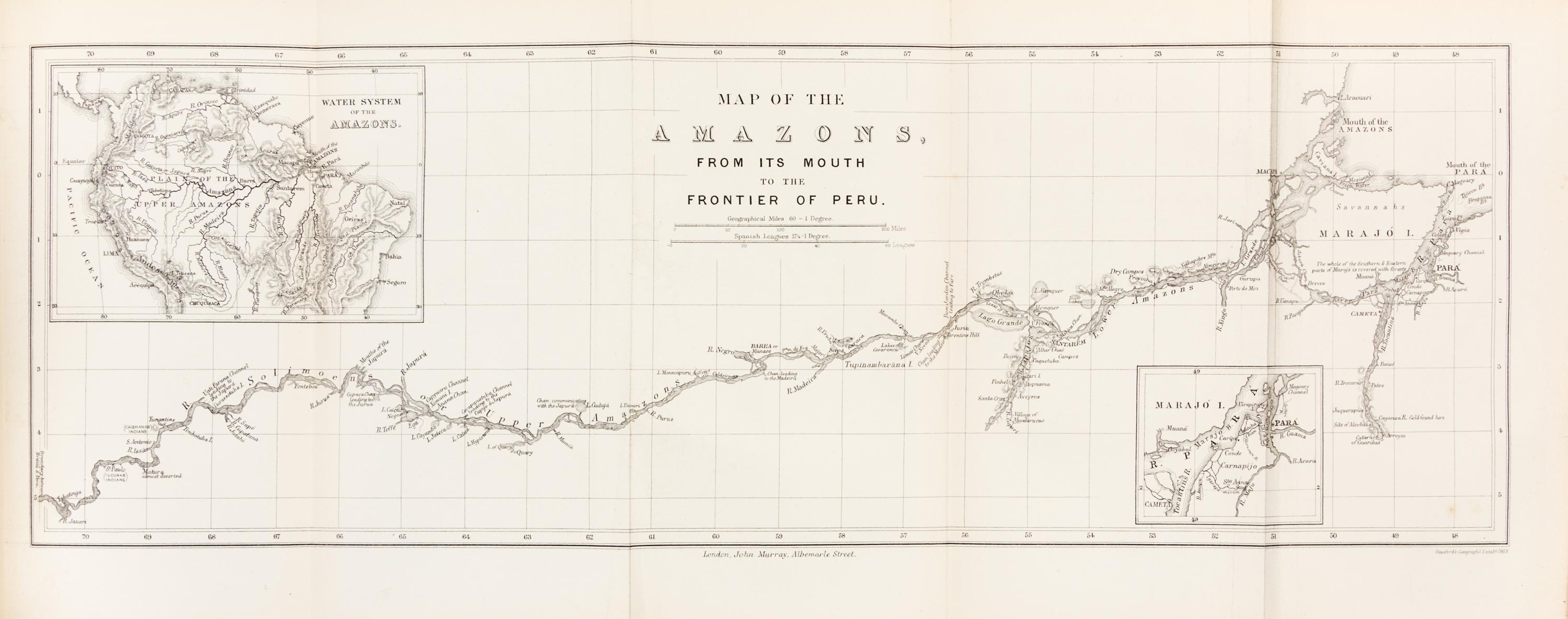 BATES, Henry Walter (1825-1892). The Naturalist on the River Amazons. London, 1863. FIRST EDITION, PUBLISHER'S PRESENTATION COPY.