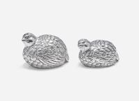 A set of eight silver or silverplated quail-form salt and pepper shakers, 20th century