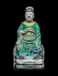 A Chinese Famille Verte Porcelain Figure of Wenchang
