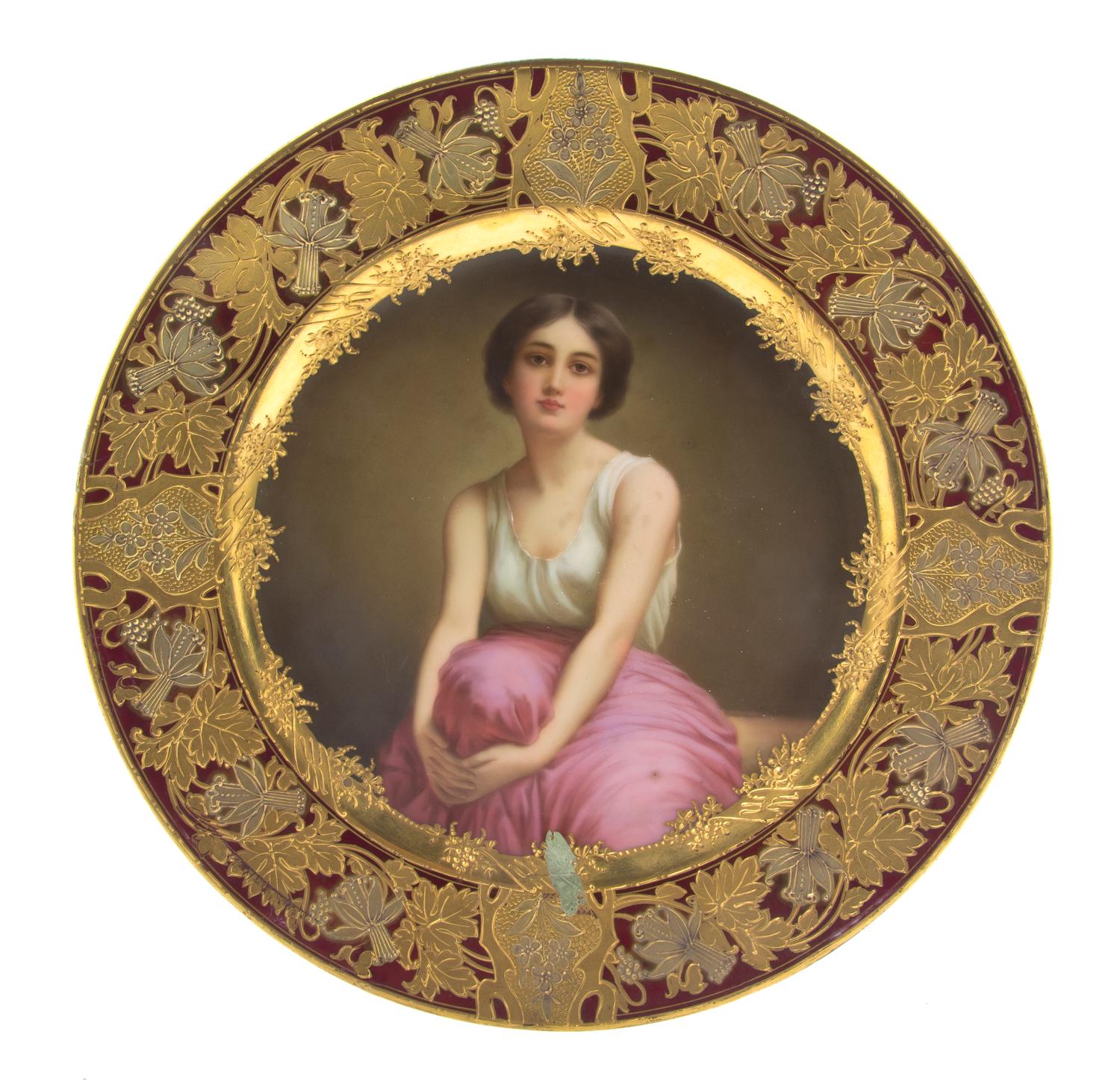 A Royal Vienna Porcelain Cabinet Plate, Diameter 9 1/2 inches.