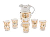 A Czech Enamel and Gilt Decorated Glass Punch Service