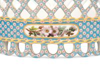 A French Blue-Ground Reticulated Porcelain Basket