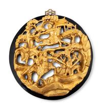 Four Chinese Gilt Wood Circular Panels