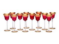 A Set of Twelve Saint Louis Thistle Red Hock Glasses