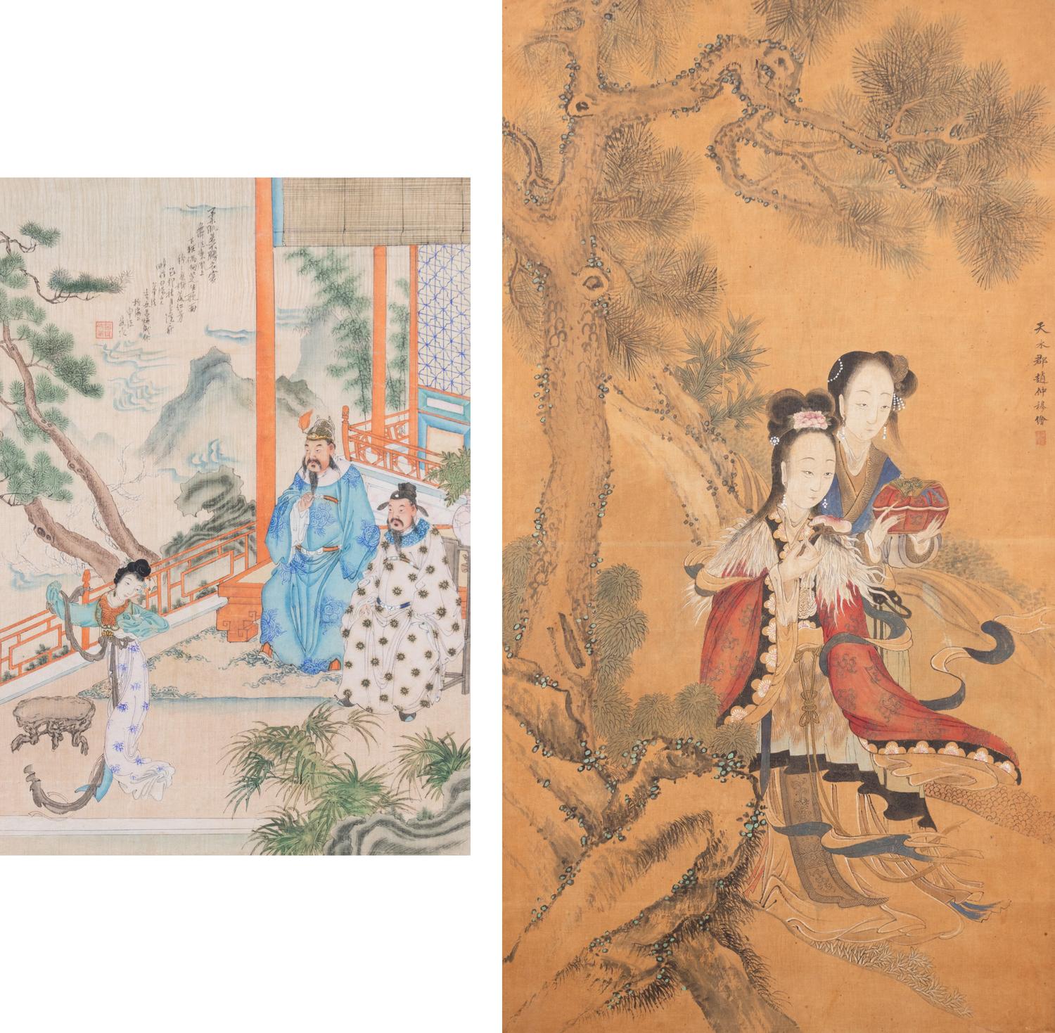 Two Chinese Paintings Depicting Ladies