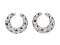 CARTIER, DIAMOND AND SAPPHIRE 'PANTHÈRE' HOOP EARRINGS
