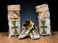 Sioux Beaded Hide Moccasins and Leggings