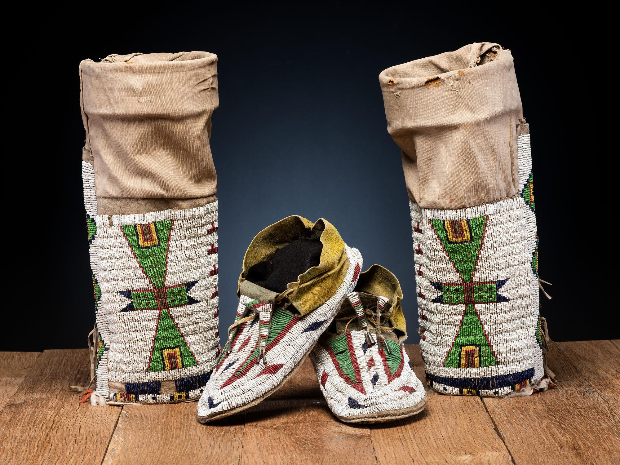 Sioux Beaded Hide Moccasins and Leggings