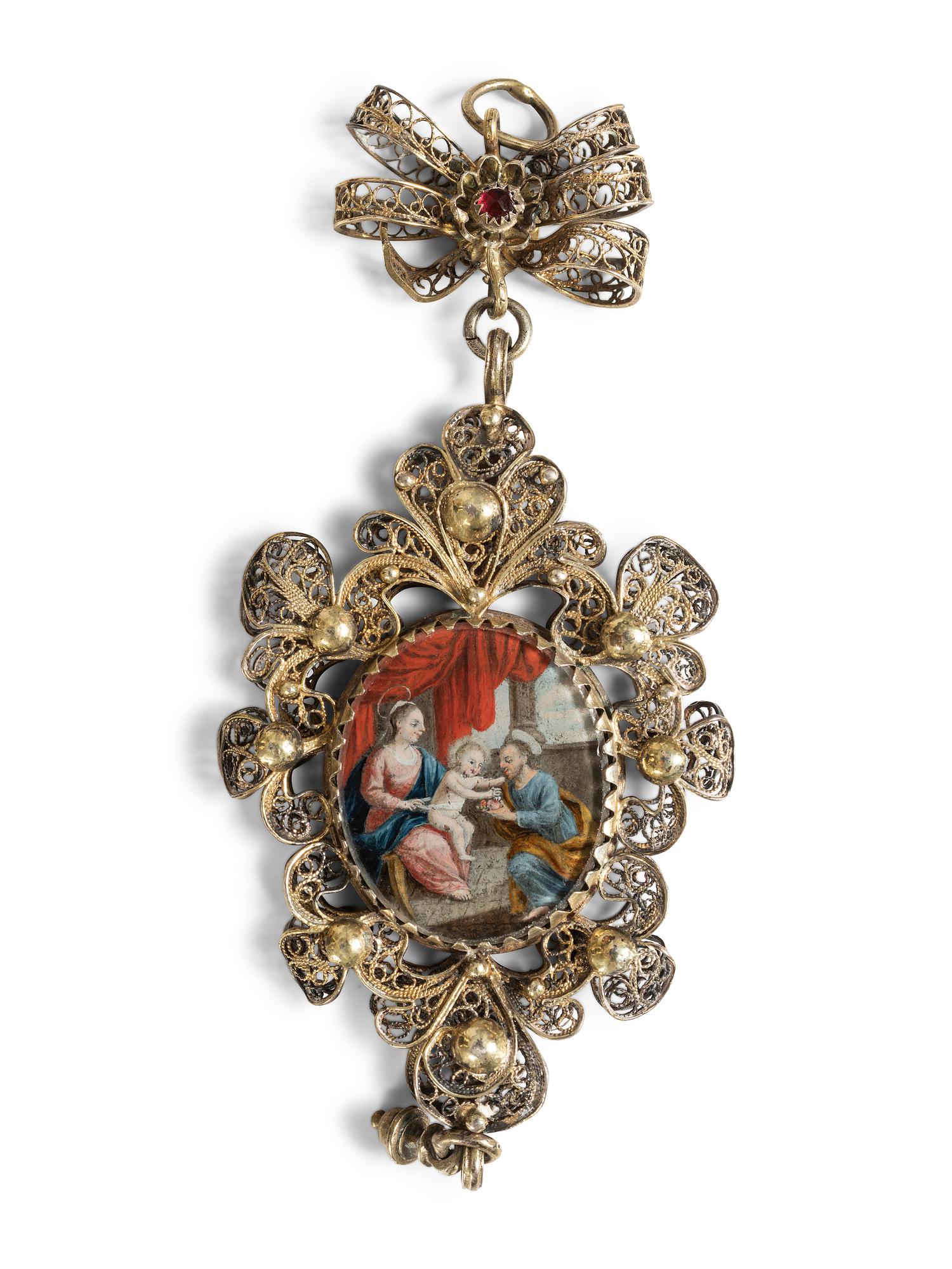 A Devotional Medallion with Filigree Frame