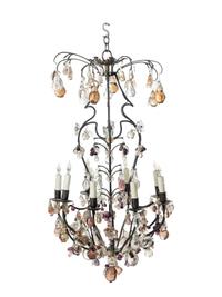 A Louis XV Style Iron and Glass Eight-Light Chandelier