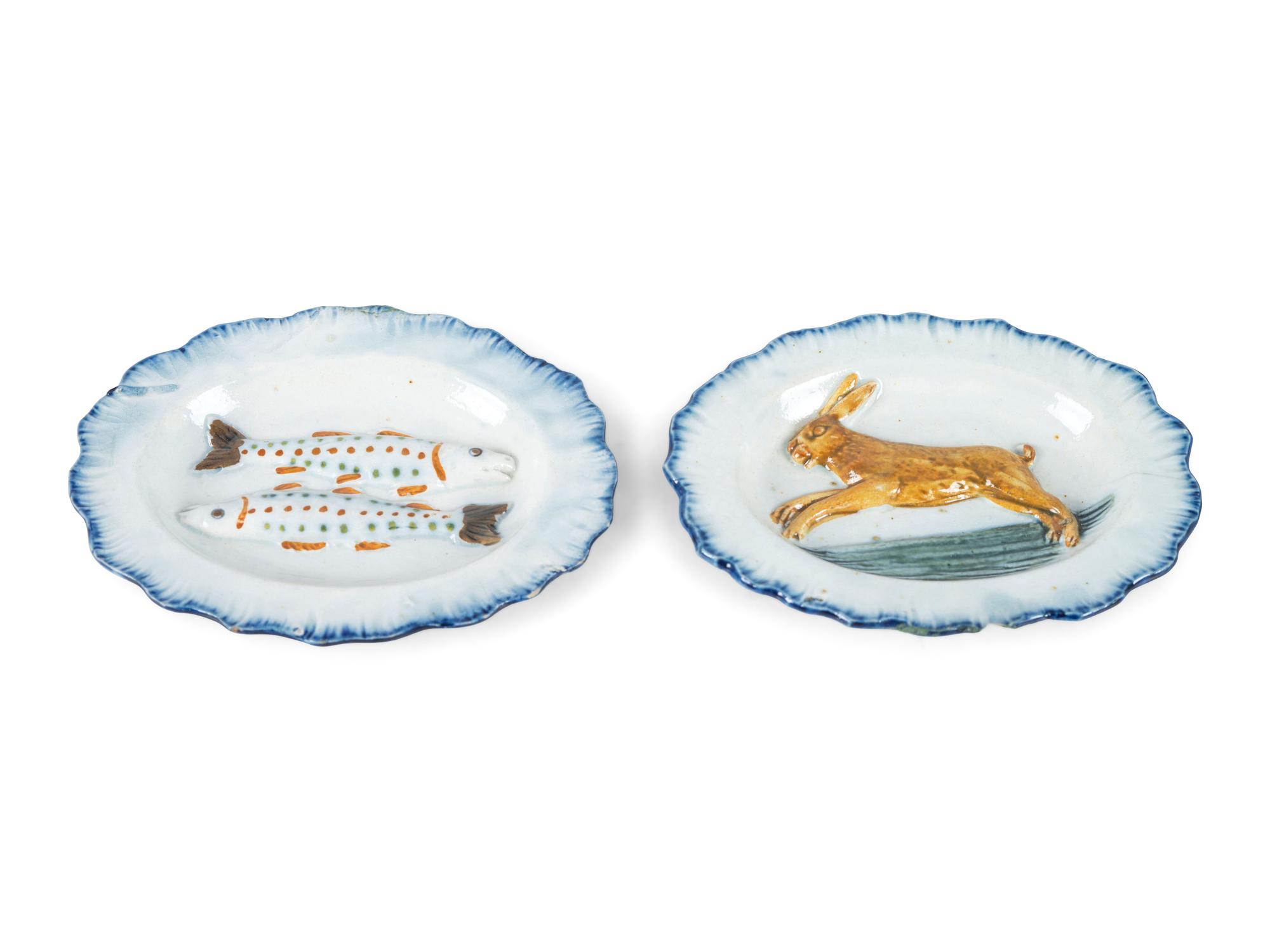Two English Molded Fauna Dishes
