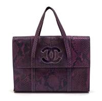 A Chanel Iridescent Purple Python Bag, 9 x 7 x 2 inches.