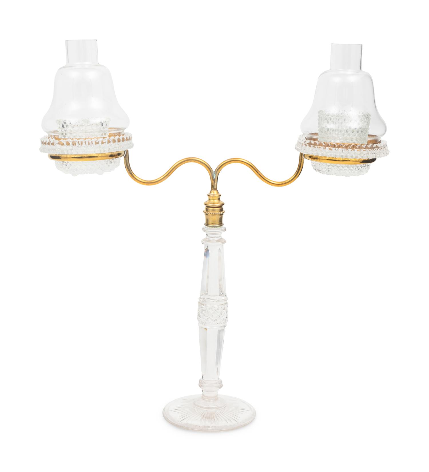 Two Cut Glass Two-Light Candelabra