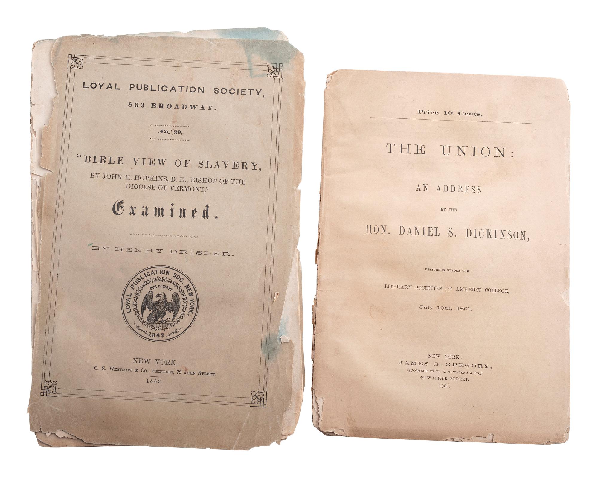 [AFRICAN AMERICANA] -- [CIVIL WAR]. A group of 4 Civil War era pamphlets related to slavery and secession, comprising: