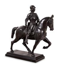 A Bronze Group of Bartolomeo Colleoni on Horseback after Andrea del Verrocchio (Italian, 1435-1488)