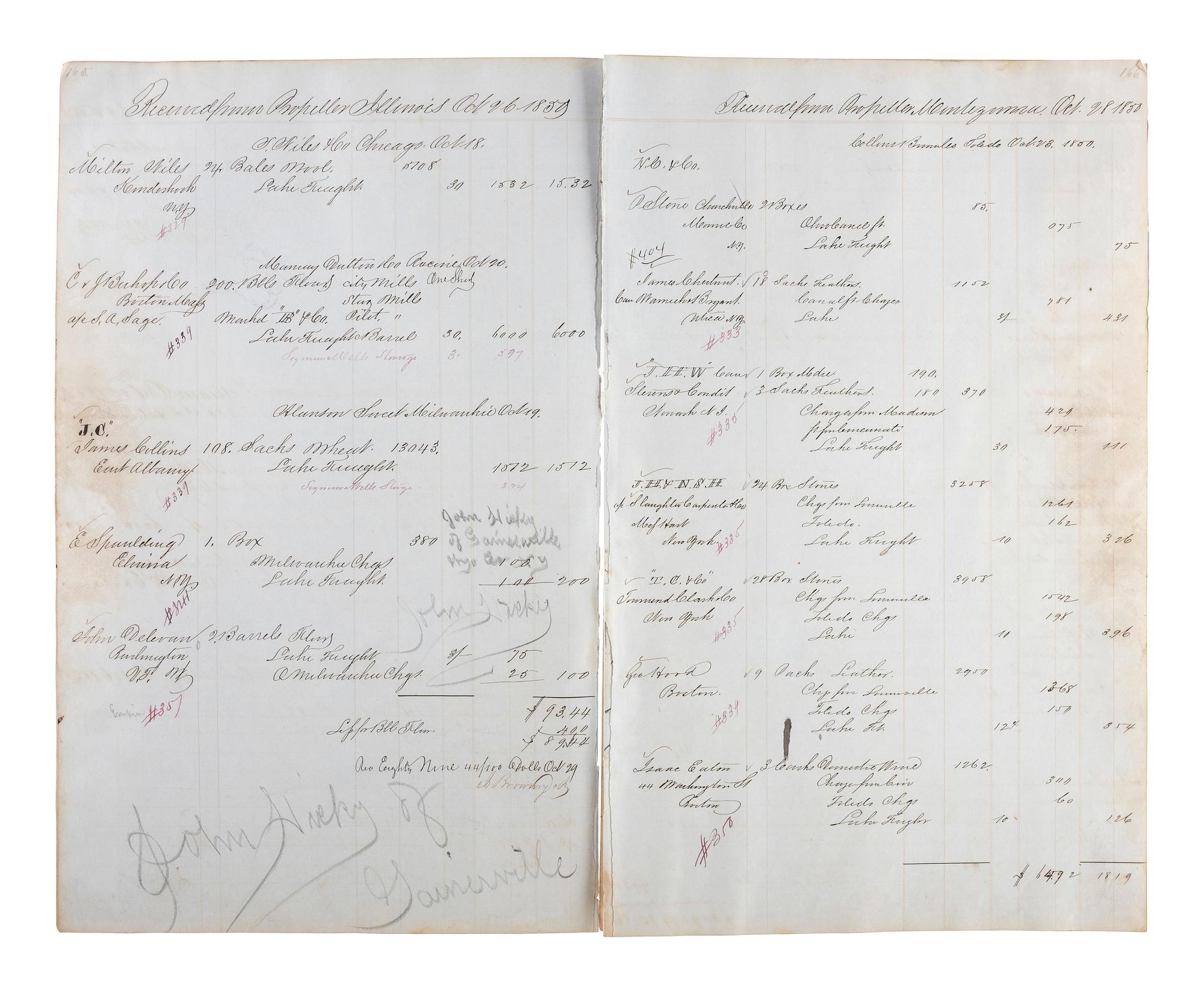 [TRANSPORTATION] -- [SHIPPING]. Letter press copy book featuring discussion of early Great Lakes shipping and commerce within the 1847 business correspondence of Detroit shipbuilder, merchant, and vessel owner Elon W. Hudson (1818-1901).