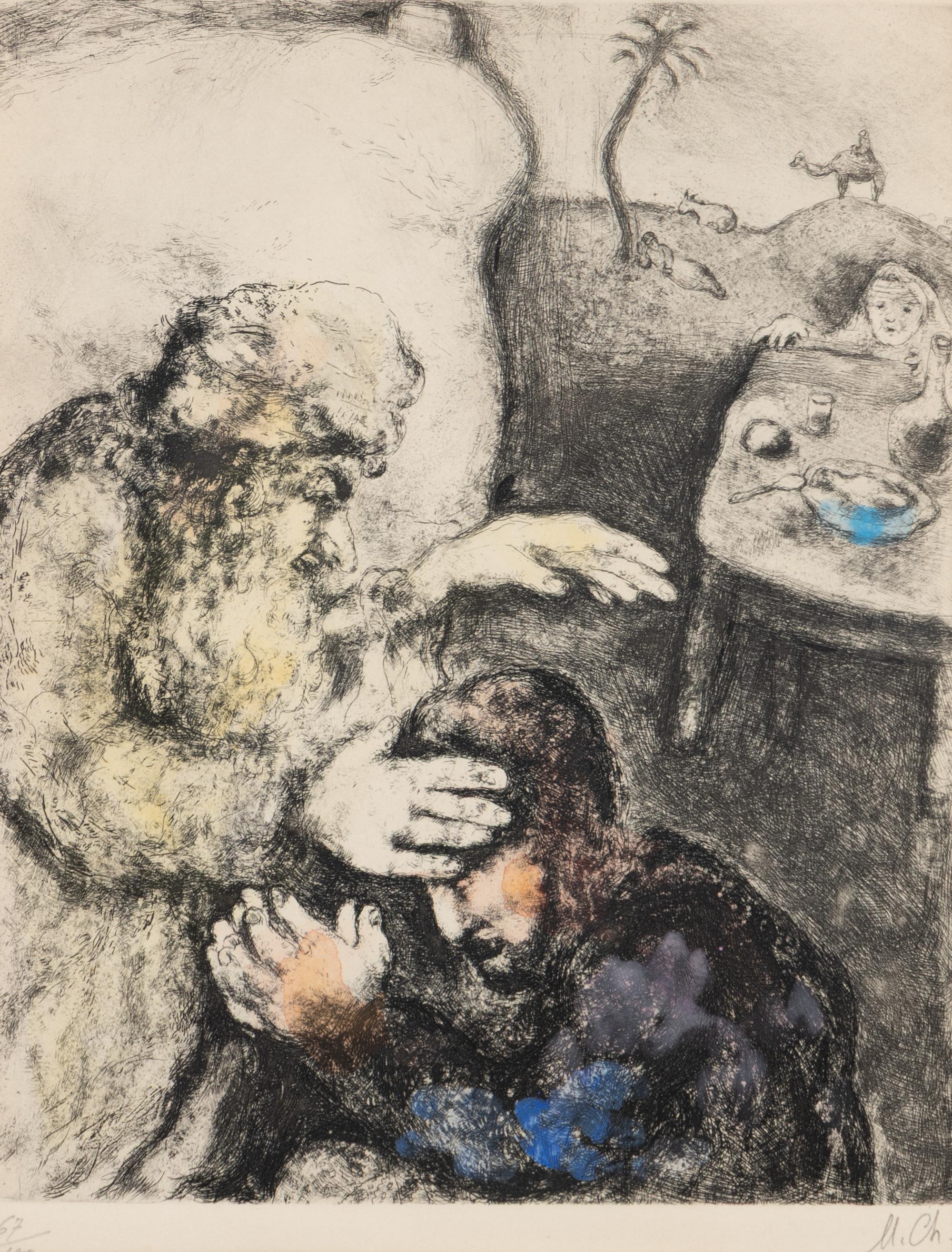 Marc Chagall (Belarusian/French, 1887-1985) — Jacob béni par Isaac (from La Bible ),1931-1939