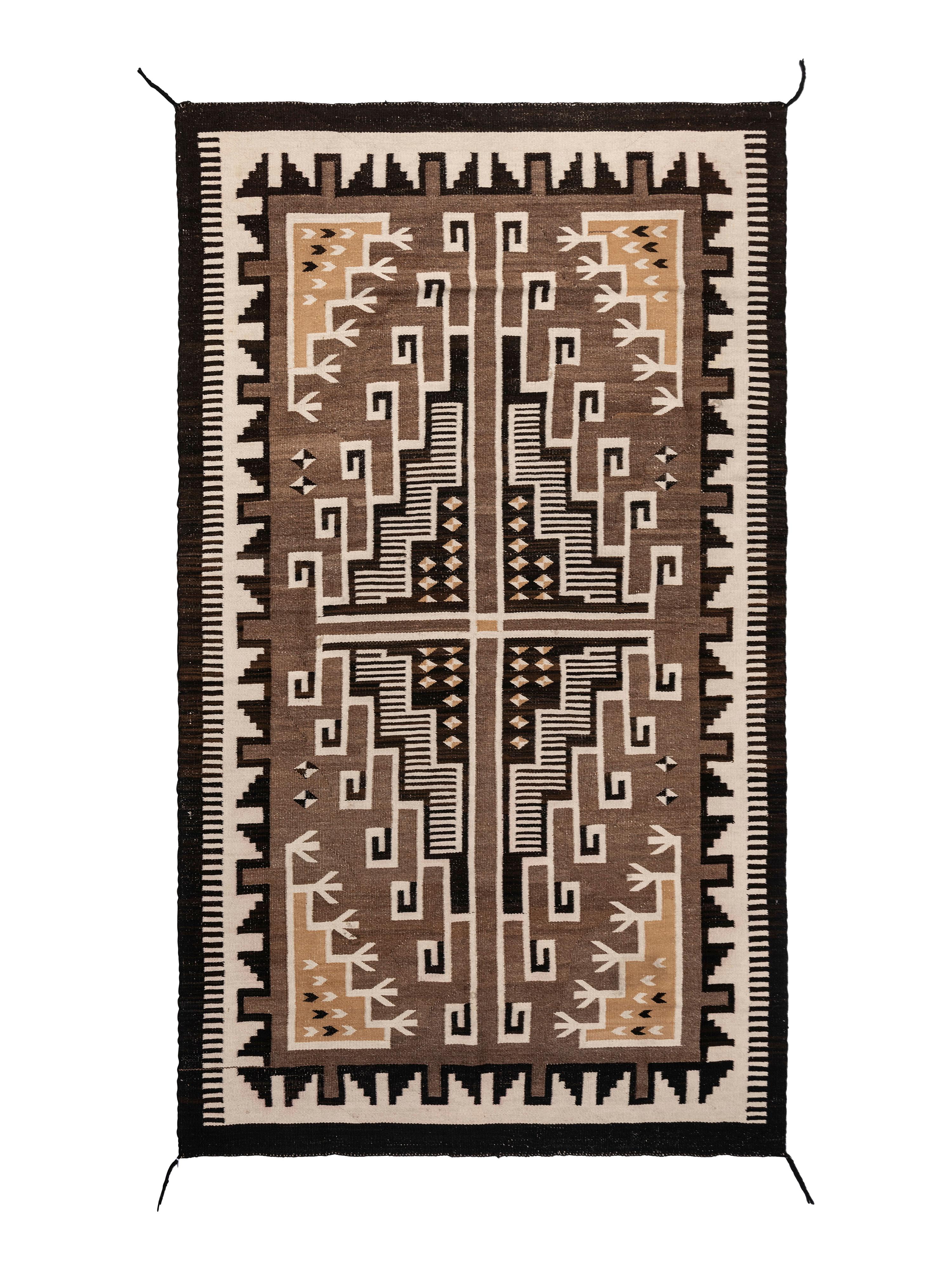 Navajo Two Grey Hills Pattern Weaving / Rug