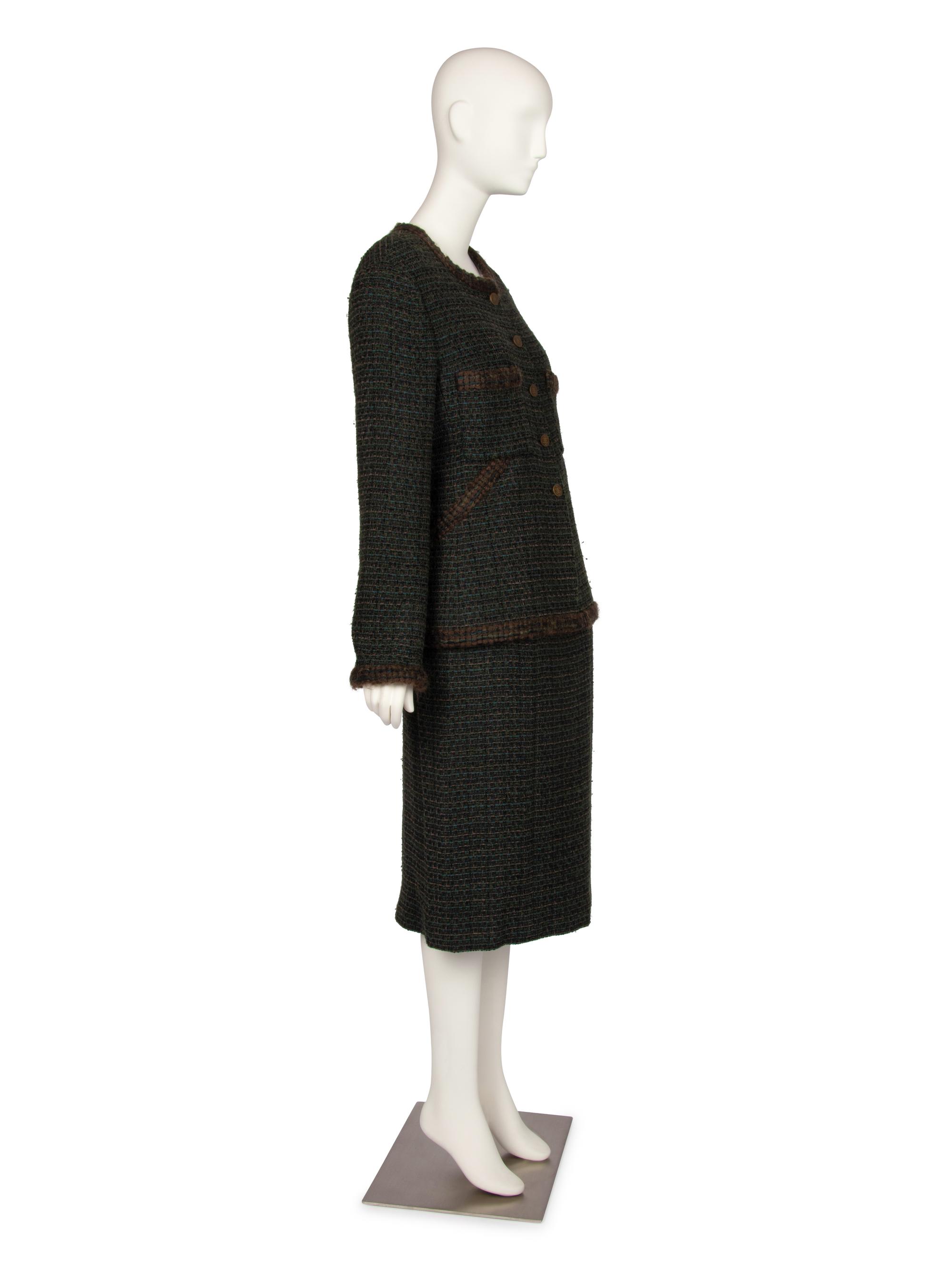 Chanel Green and Brown Fantasy Tweed Skirt Suit, c. 2009