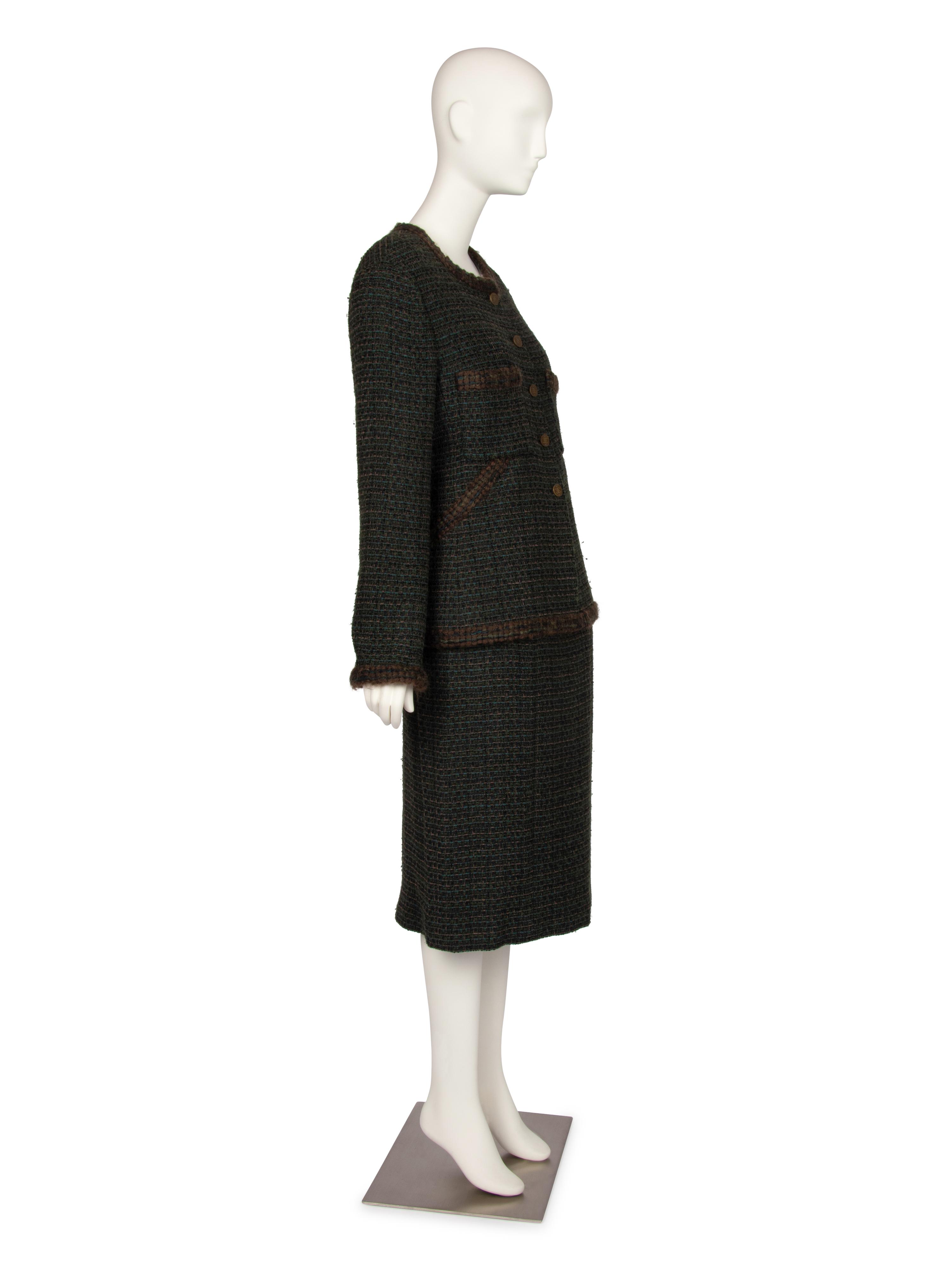Chanel Green and Brown Fantasy Tweed Skirt Suit, c. 2009