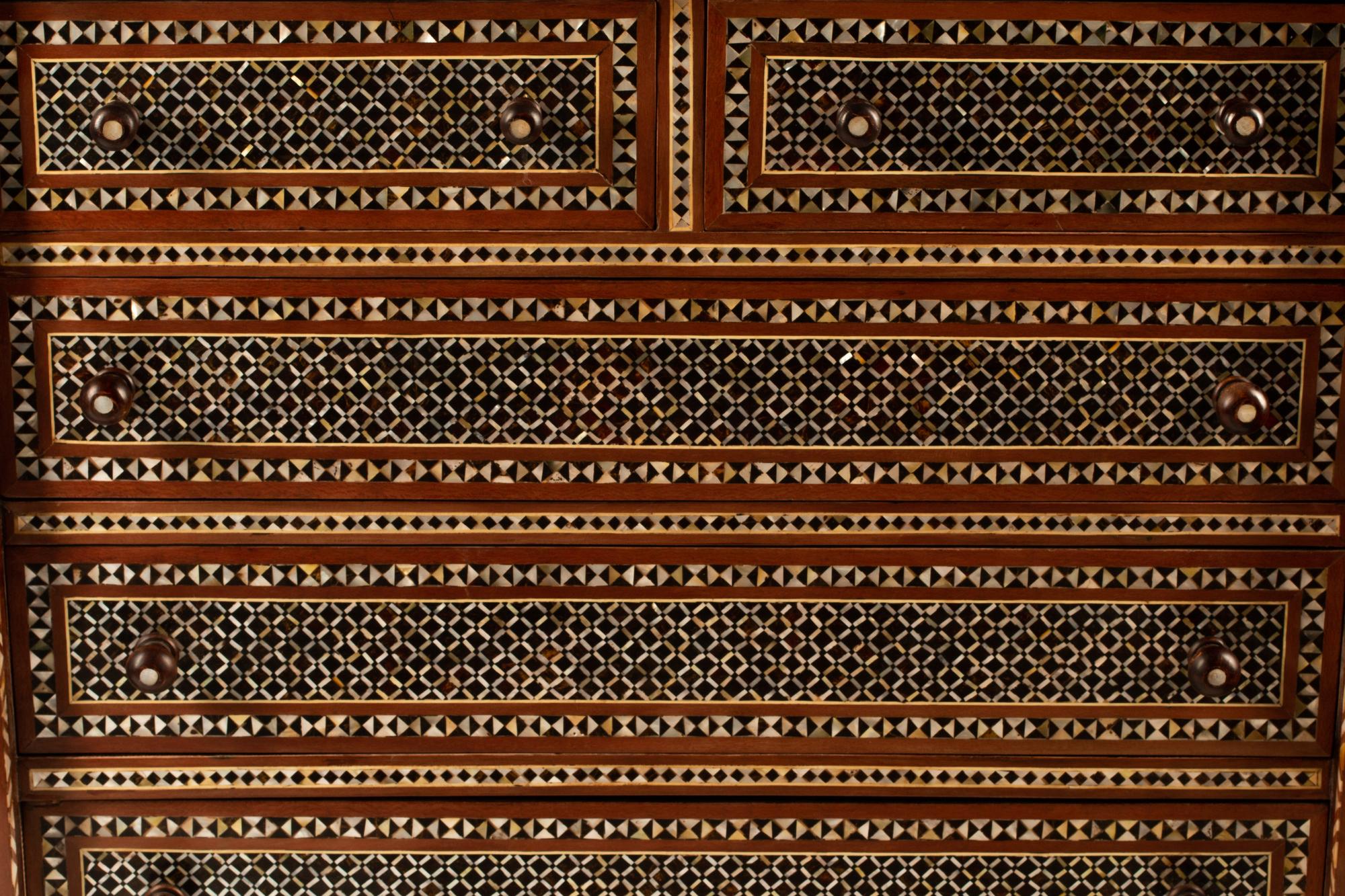 A Moorish Style Inlaid Chest of Drawers