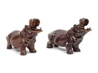 A Pair of Bronze Hippopotamus