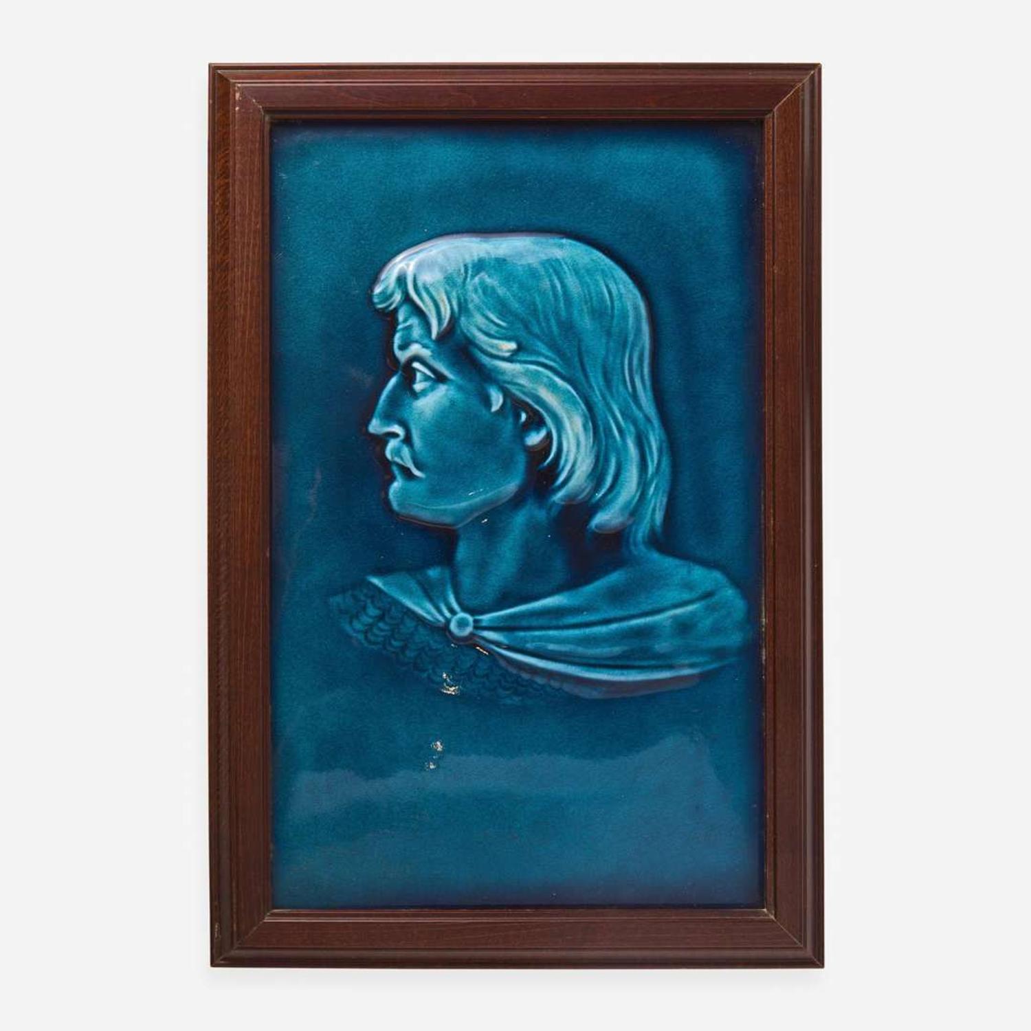 A Wedgwood Turquoise-Glazed Majolica "Ivanhoe" Plaque UK, circa 1860