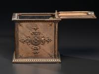 A National Cash Register Embossed Brass and Glass Ticket Receipt Box