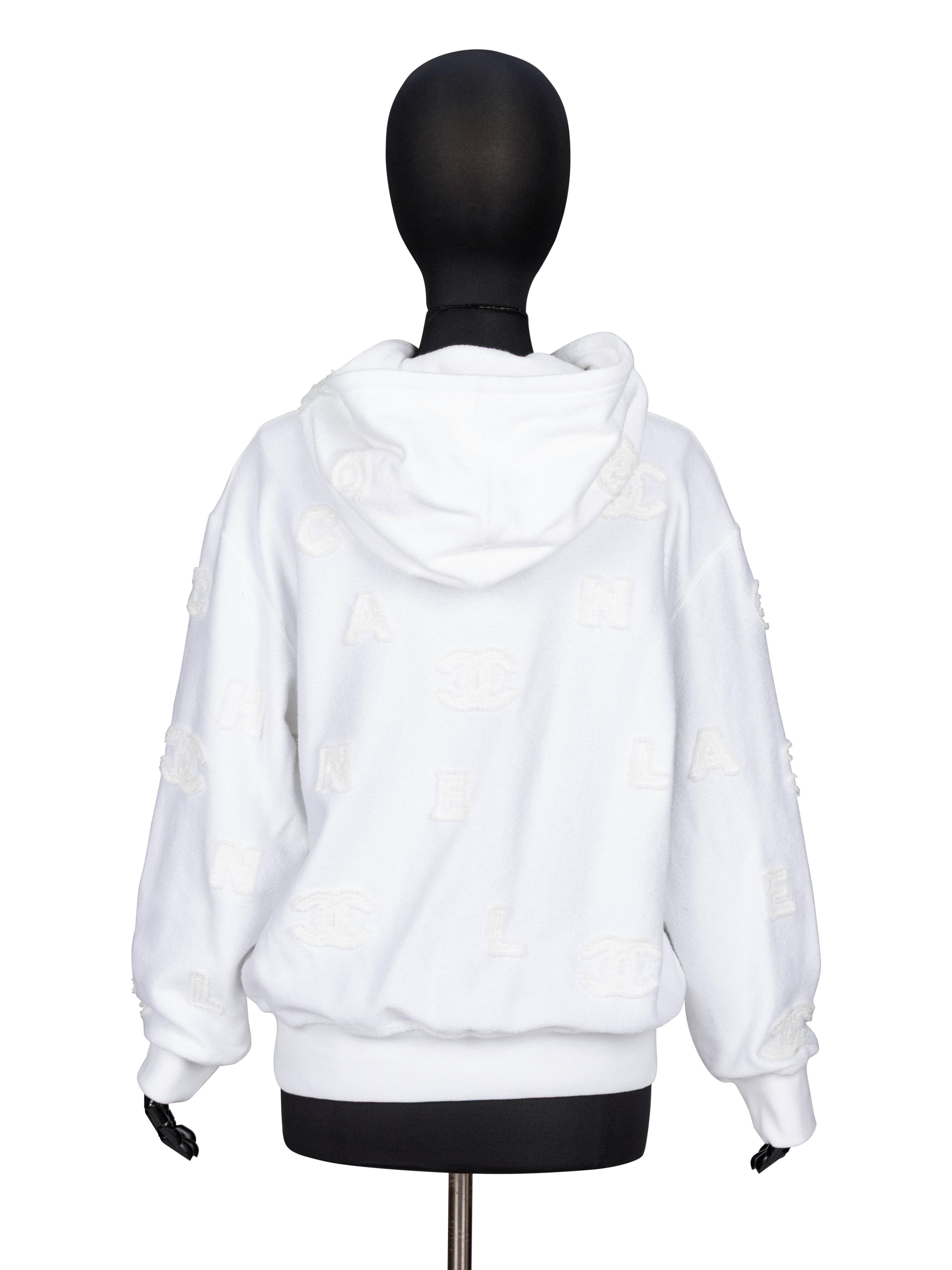 Chanel, White Appliquéd Hoodie