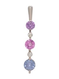 A 14 Karat White Gold, Sapphire and Diamond Pendant,