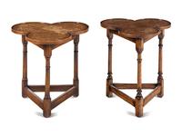 A Pair of Jacobean Style Oak Trefoil Side Tables