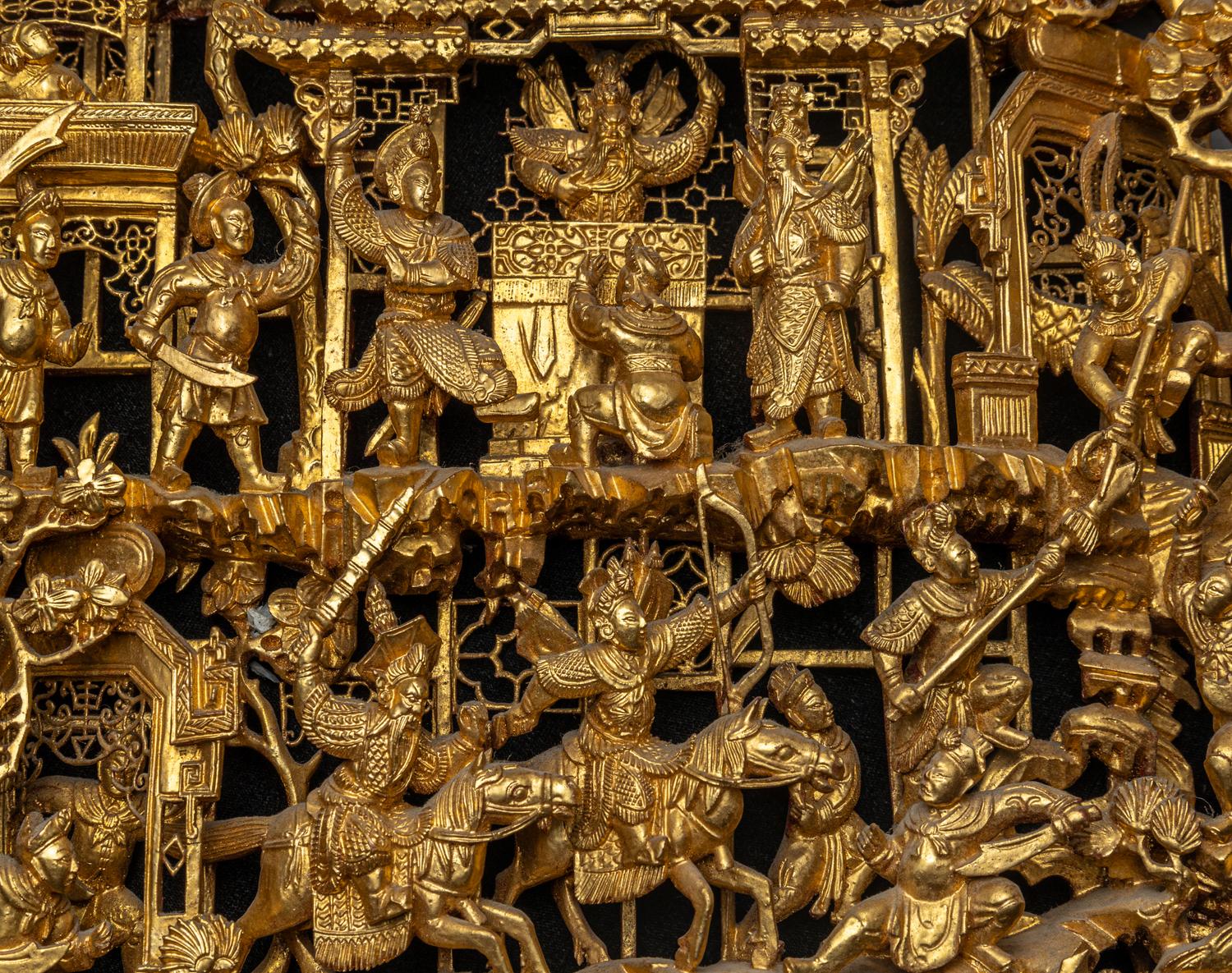 Two Chinese Gilt Wood Panels