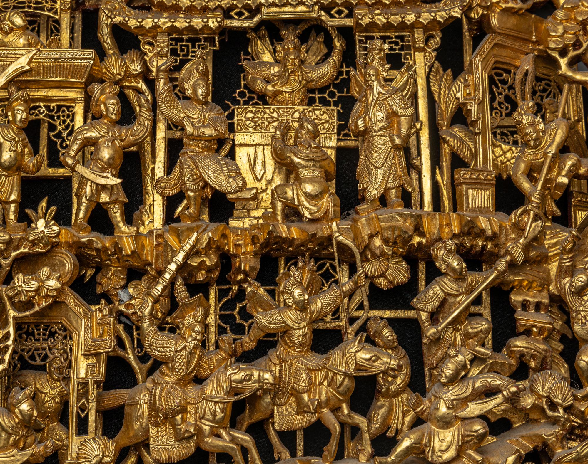 Two Chinese Gilt Wood Panels