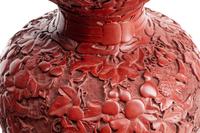 A Pair of Chinese Export Carved Red Lacquer Double-Gourd Vases