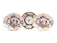 A Pair of Coalport Chinoiserie Decorated Sweetmeat Dishes