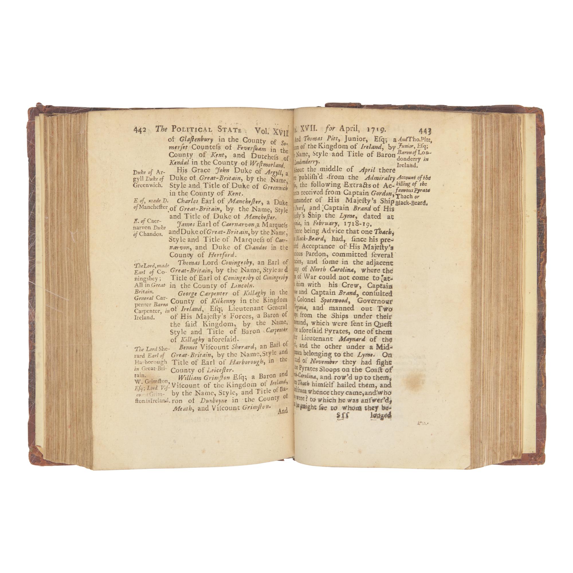 [Piracy] Scarce Contemporary Account of the Death of Infamous Pirate Blackbeard, 1719