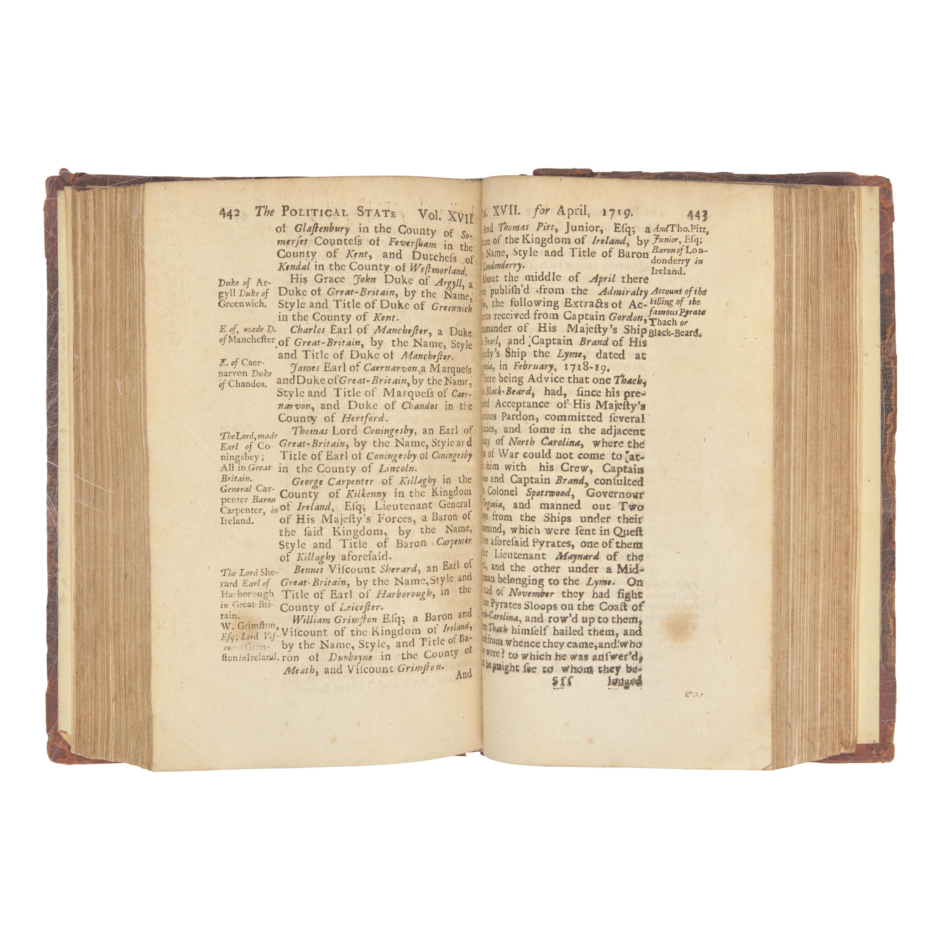 *[Piracy] Scarce Contemporary Account of the Death of Infamous Pirate Blackbeard, 1719