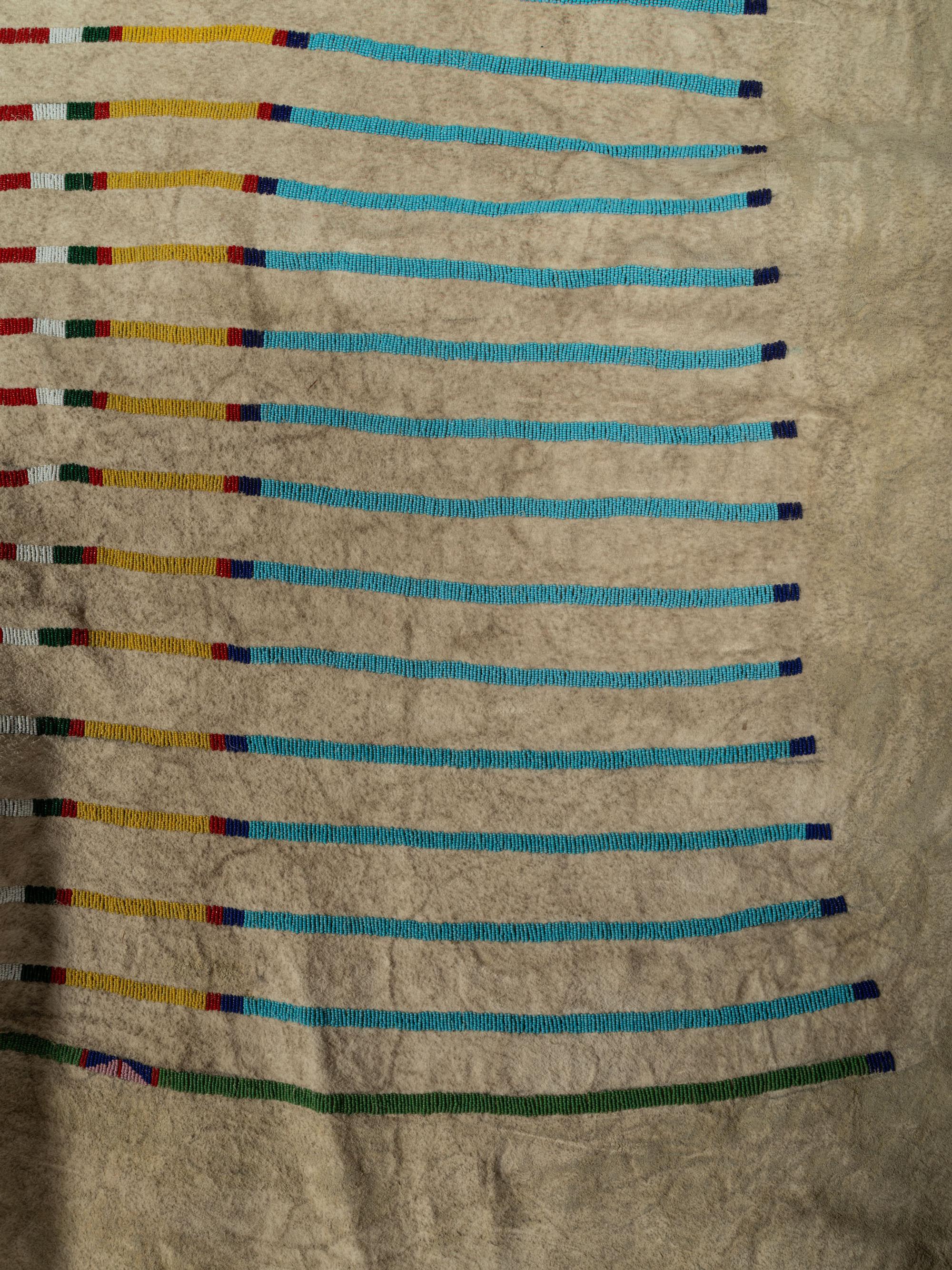 Crow Beaded Elk Hide Robe