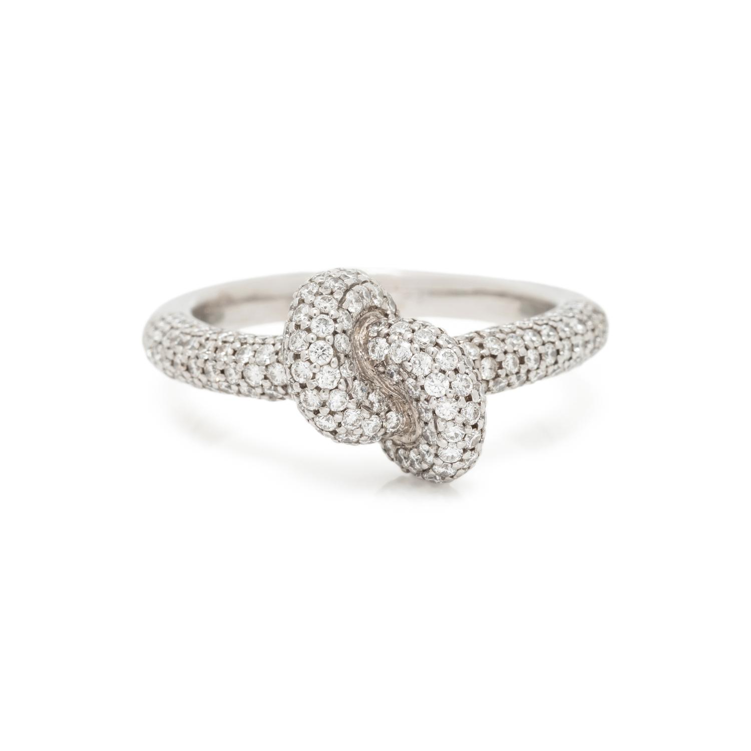 ENGLEBERT, WHITE GOLD AND DIAMOND KNOT RING