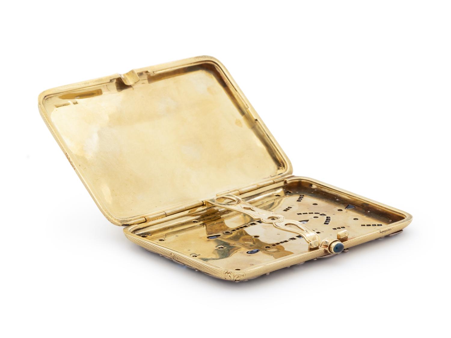 A Tiffany & Co. 14-Karat Gold, Diamond and Sapphire Cigarette Case