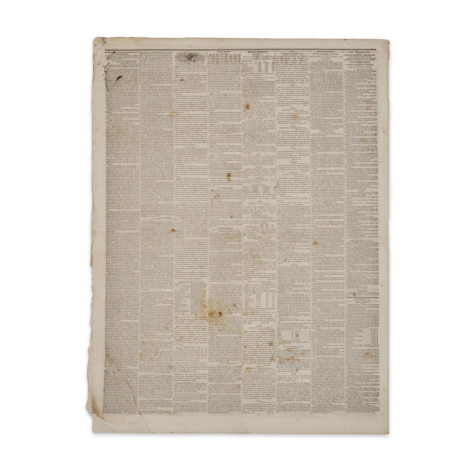 [American Newspapers] One of the Final Large Electoral Victories by the Declining Whig Party, Printing a Large and Impressive Victory Display