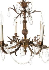 A Pair of French Gilt Metal Six-Light Chandeliers
