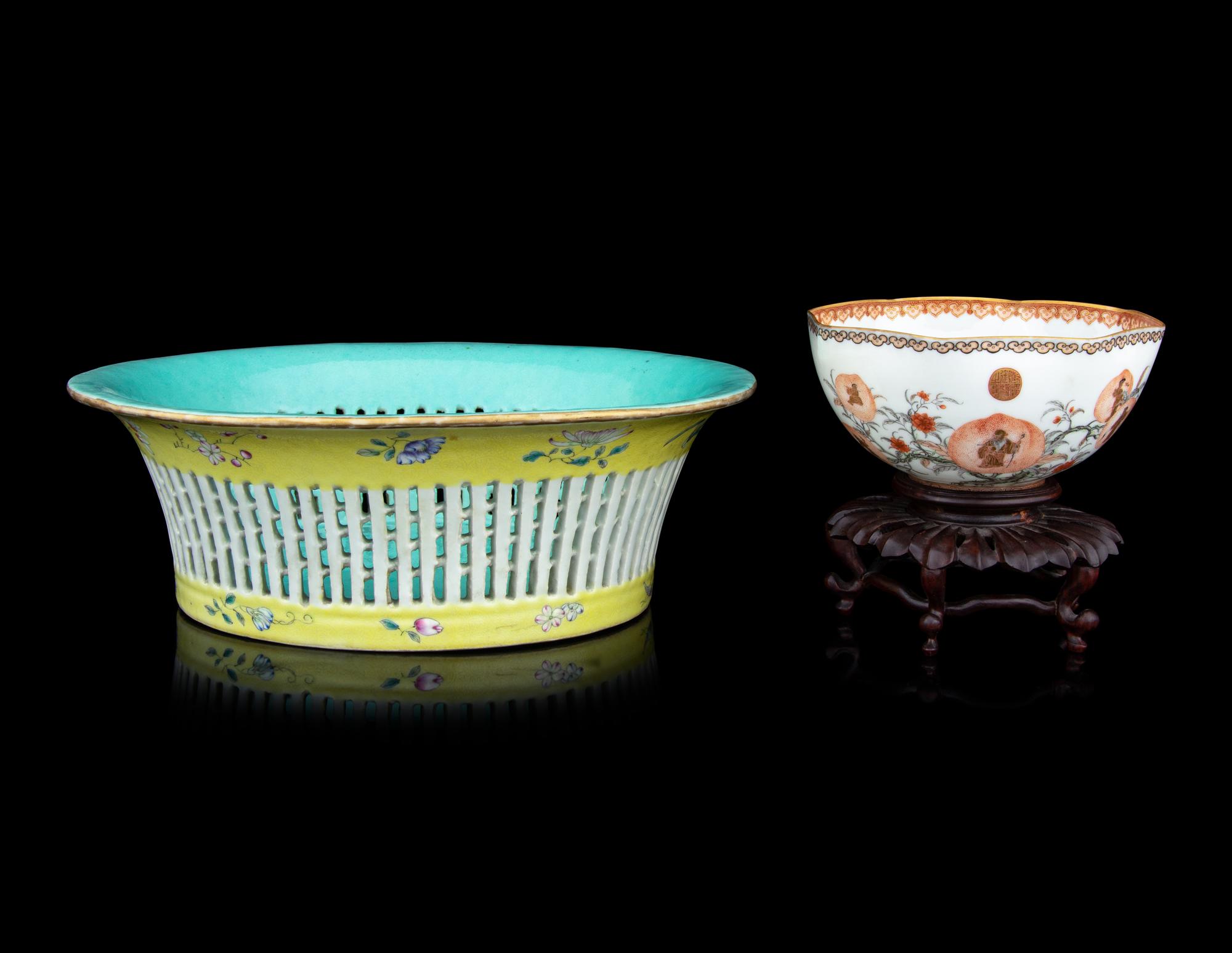 Two Chinese Famille Rose Porcelain Vessels