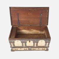 A painted and decorated architectural blanket chest Lancaster, Pennsylvania, dated "1774"