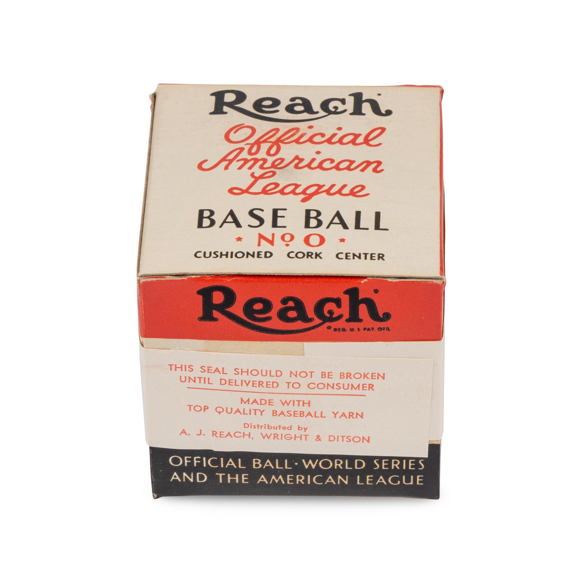An Original, Unused 1940s Reach Official American League Baseball in Sealed Box