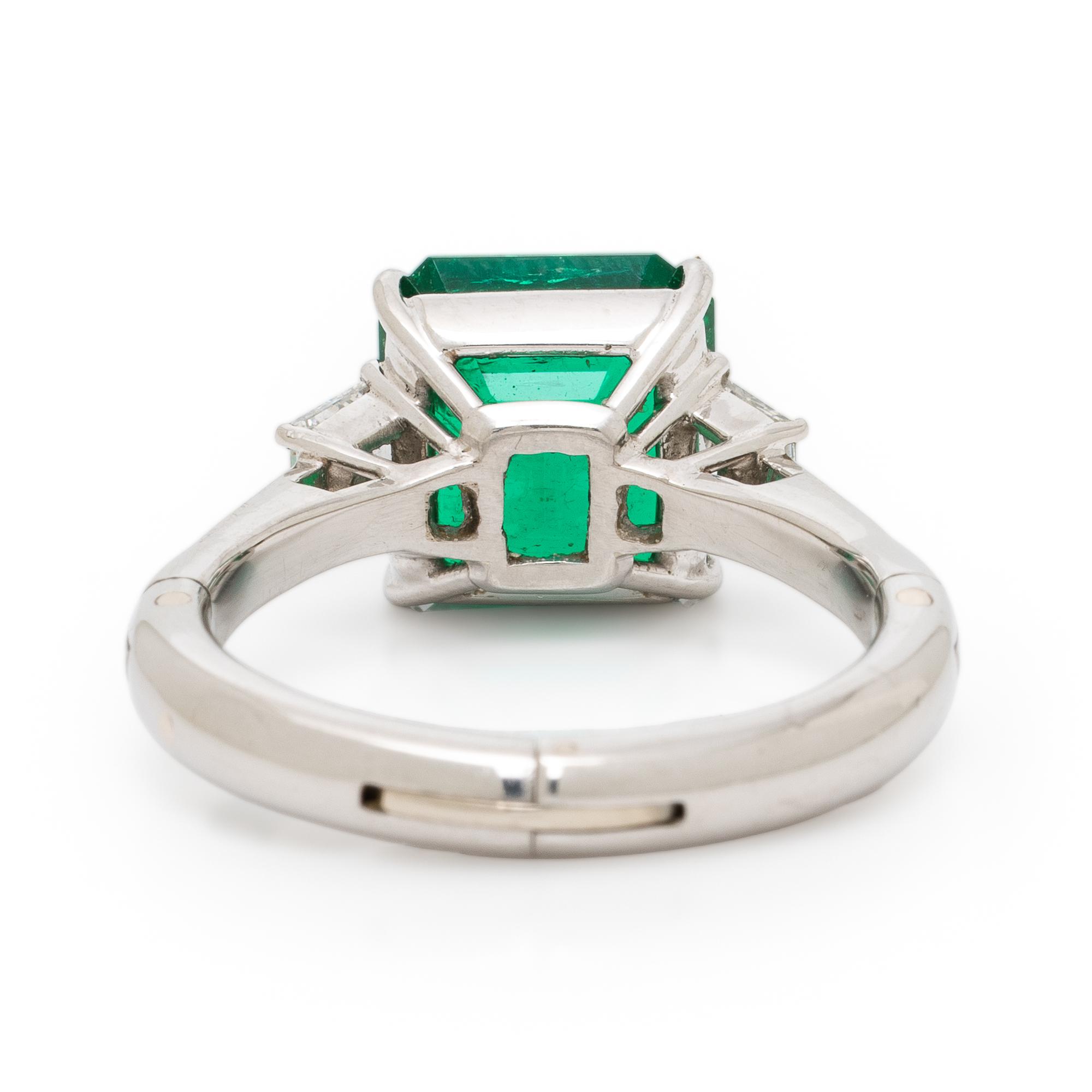 Colombian Emerald, Diamond, and Platinum Ring