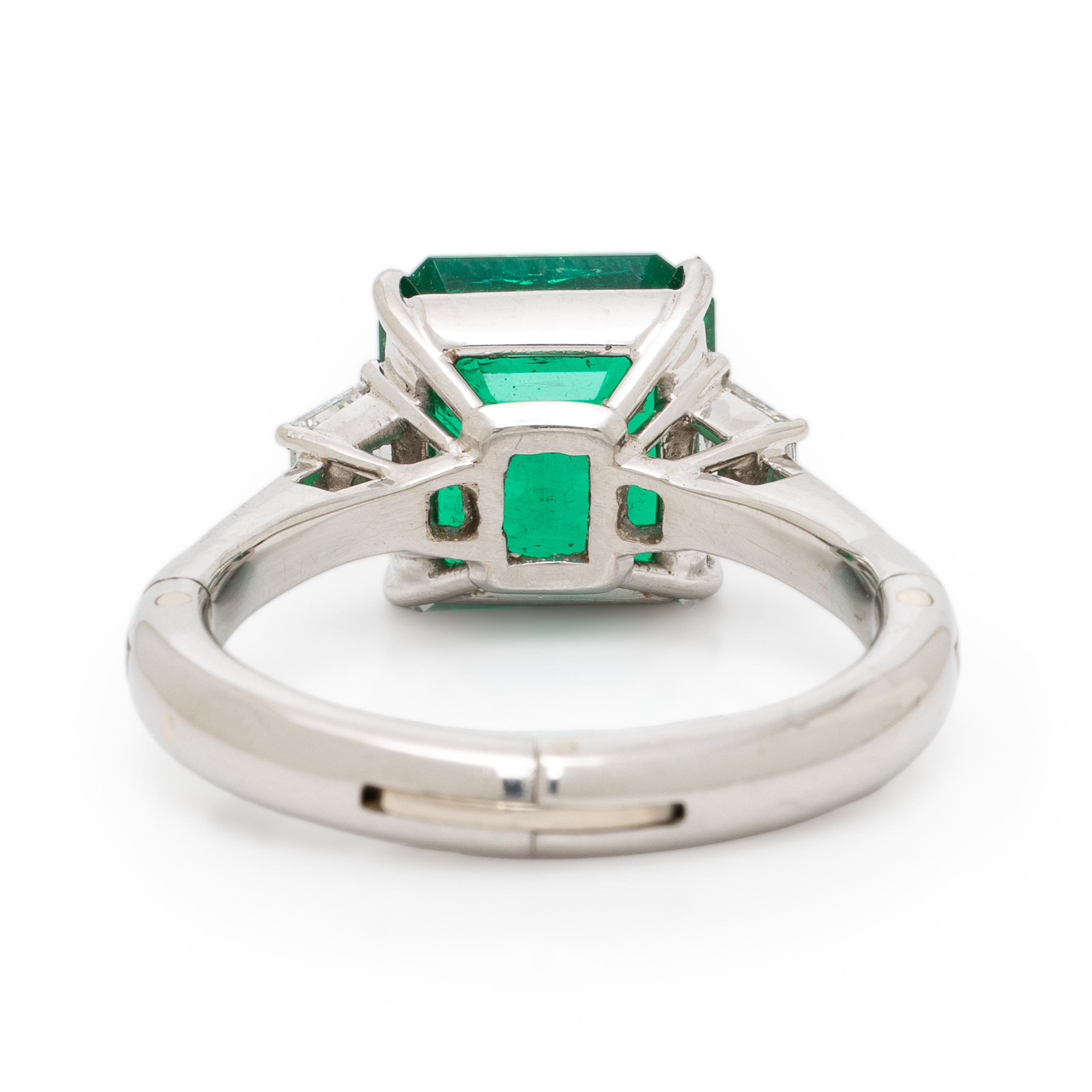Colombian Emerald, Diamond, and Platinum Ring