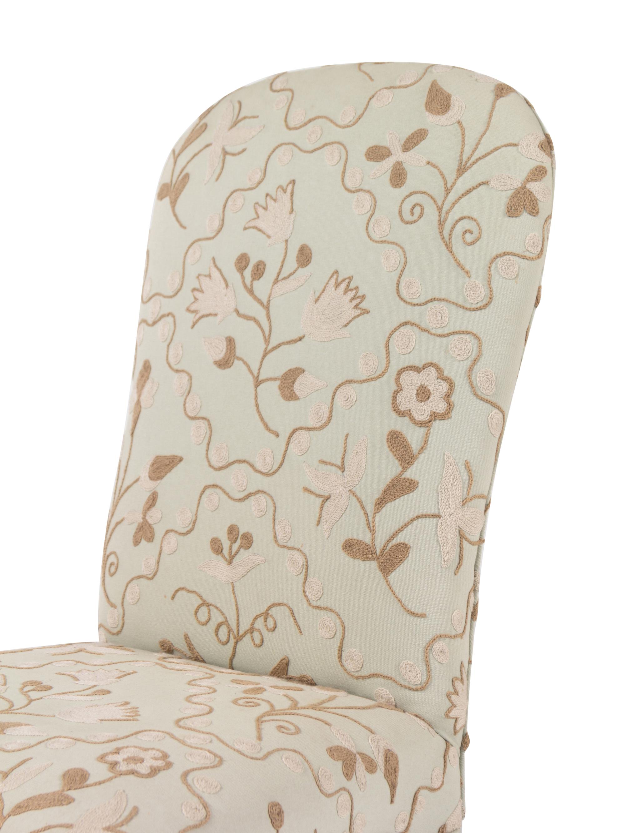 A Pair of Queen Anne Style Crewelwork Upholstered Walnut Side Chairs