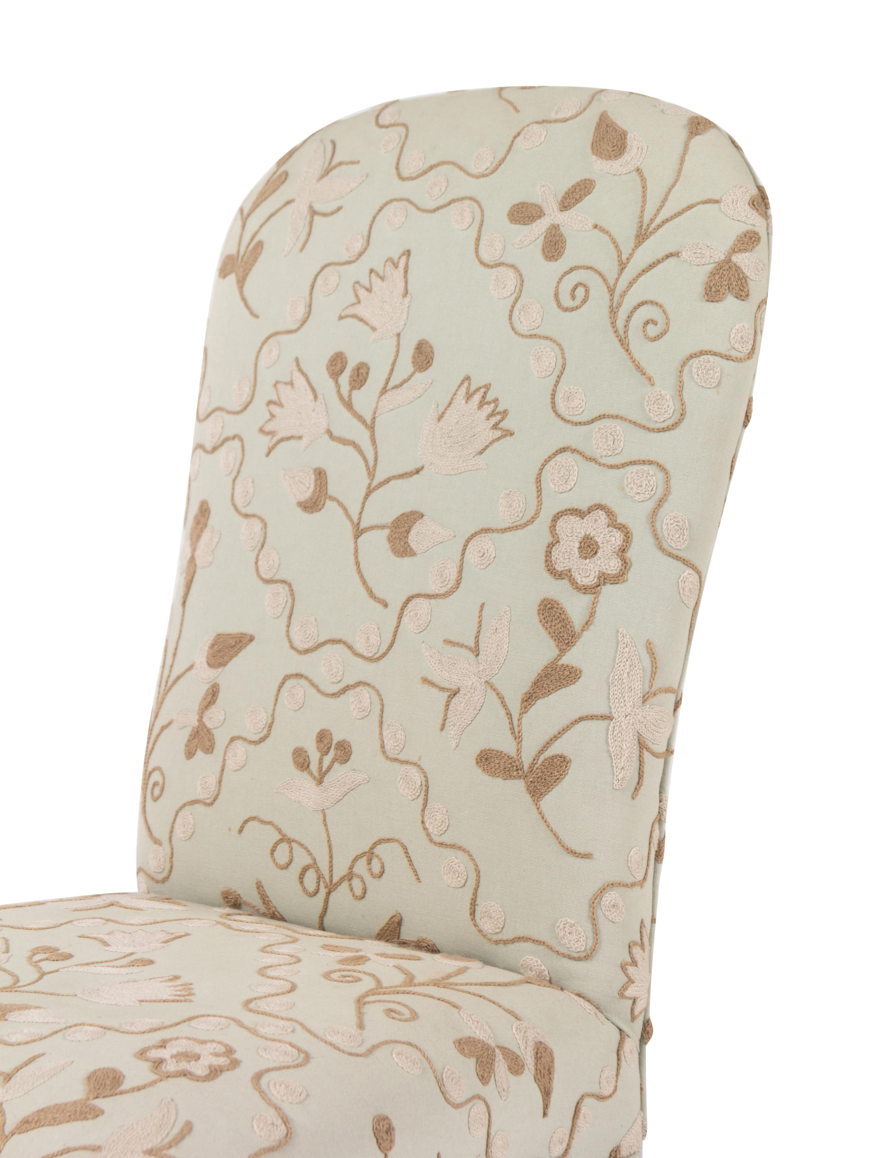 A Pair of Queen Anne Style Crewelwork Upholstered Walnut Side Chairs