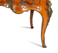 A Louis XV Style Gilt Bronze Mounted Parquetry Bureau Plat